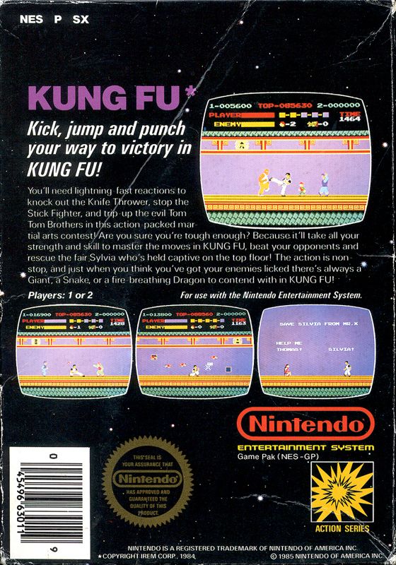 Back Cover for Kung-Fu Master (NES)