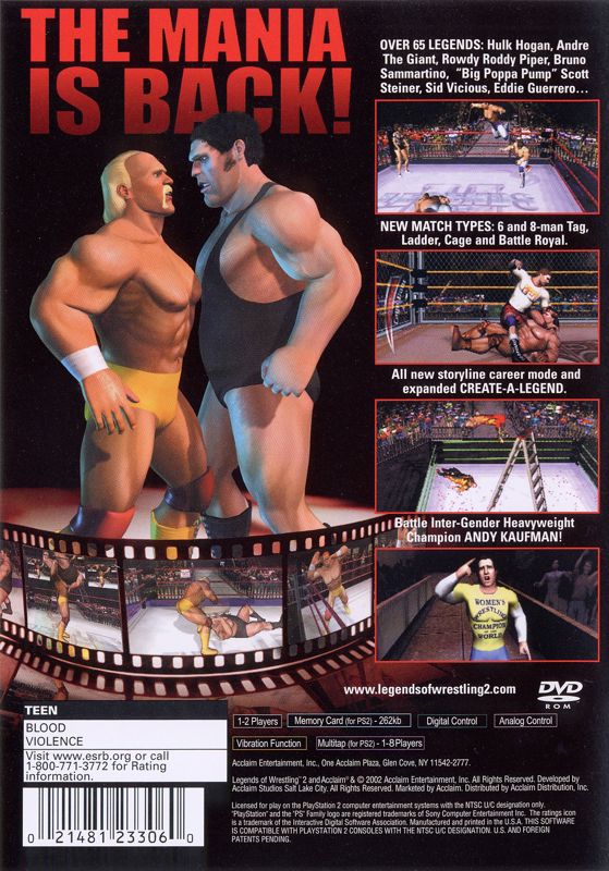 Back Cover for Legends of Wrestling II (PlayStation 2)