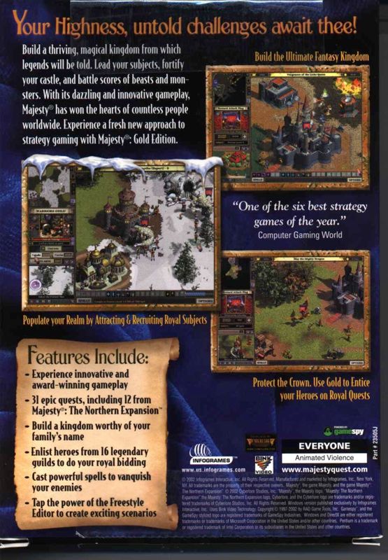 Back Cover for Majesty: The Fantasy Kingdom Sim - Gold Edition (Windows)