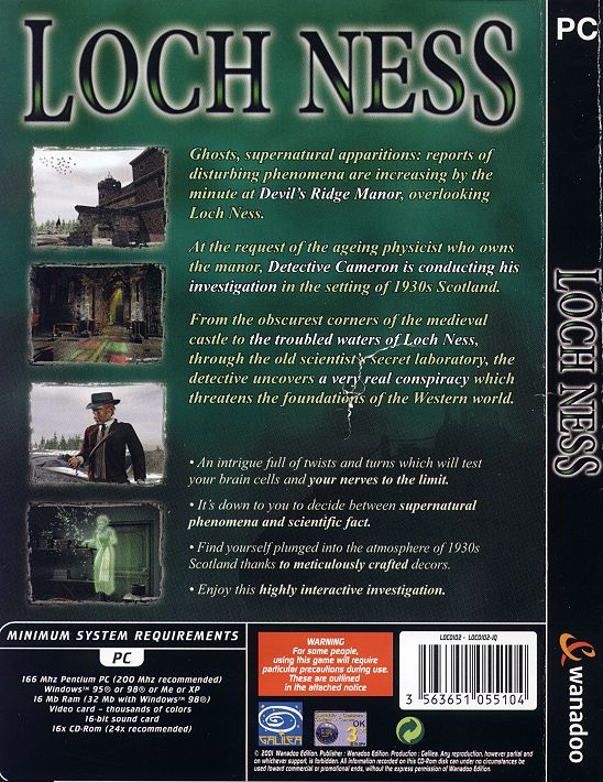 Back Cover for The Cameron Files: Secret at Loch Ness (Windows)