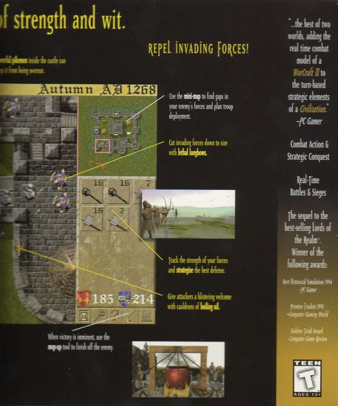 Inside Cover for Lords of the Realm II (DOS and Windows): Right Flap