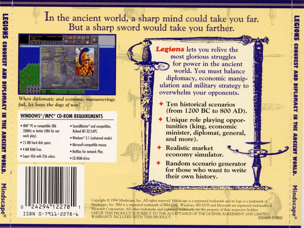 Other for Legions (Windows 3.x): Jewel Case Back