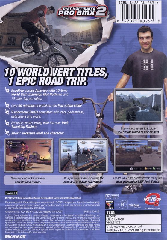 Back Cover for Mat Hoffman's Pro BMX 2 (Xbox)