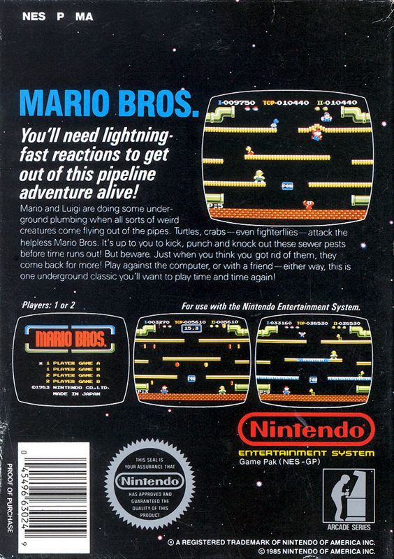 Back Cover for Mario Bros. (NES)