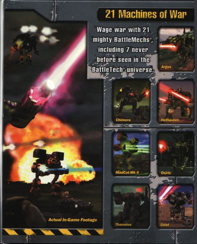 Inside Cover for MechWarrior 4: Vengeance (Windows): Right Flap