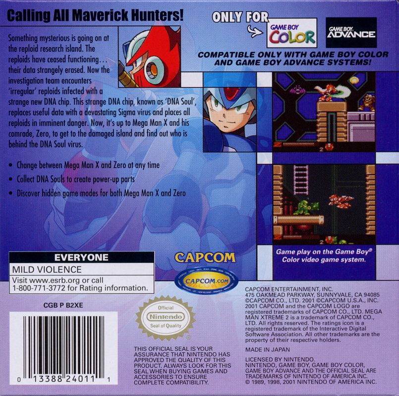 Back Cover for Mega Man Xtreme 2 (Game Boy Color)