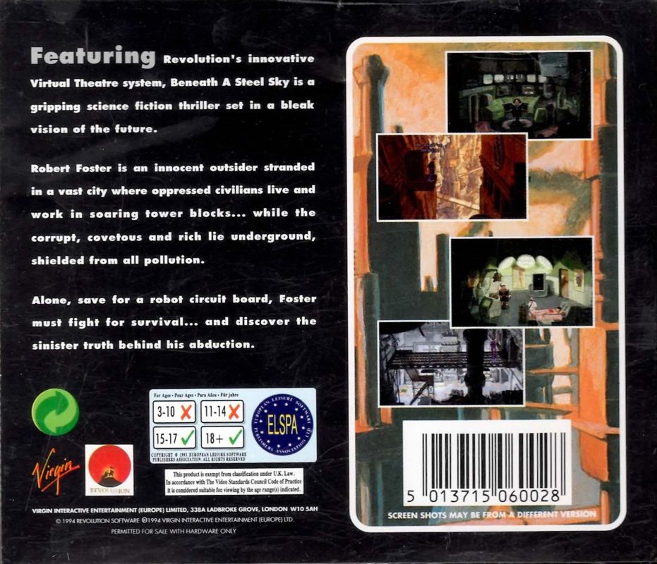 Other for Beneath a Steel Sky (DOS) (CD-ROM release): Jewel Case - Back