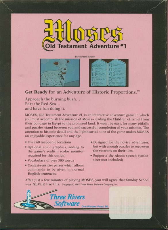 Back Cover for Moses: Old Testament Adventure #1 (DOS)