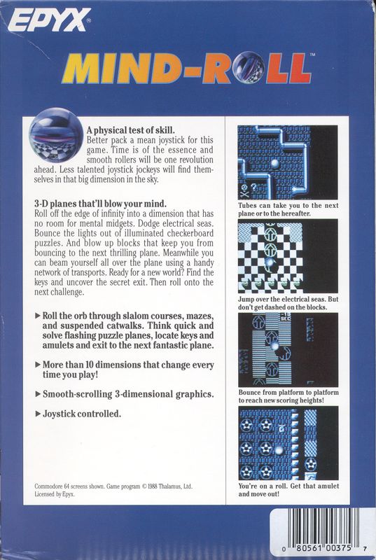 Back Cover for Mind-Roll (DOS)