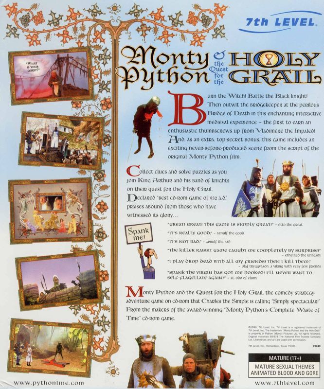 Monty Python & the Quest for the Holy Grail cover or packaging material ...