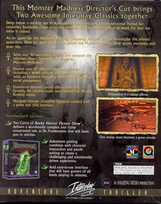 Back Cover for Mummy: Tomb of the Pharaoh (Windows 3.x)