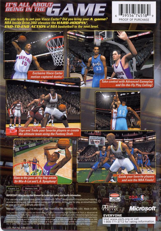 Back Cover for NBA Inside Drive 2002 (Xbox)