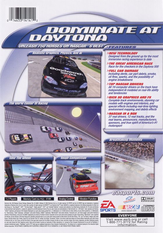 Back Cover for NASCAR 2001 (PlayStation 2)