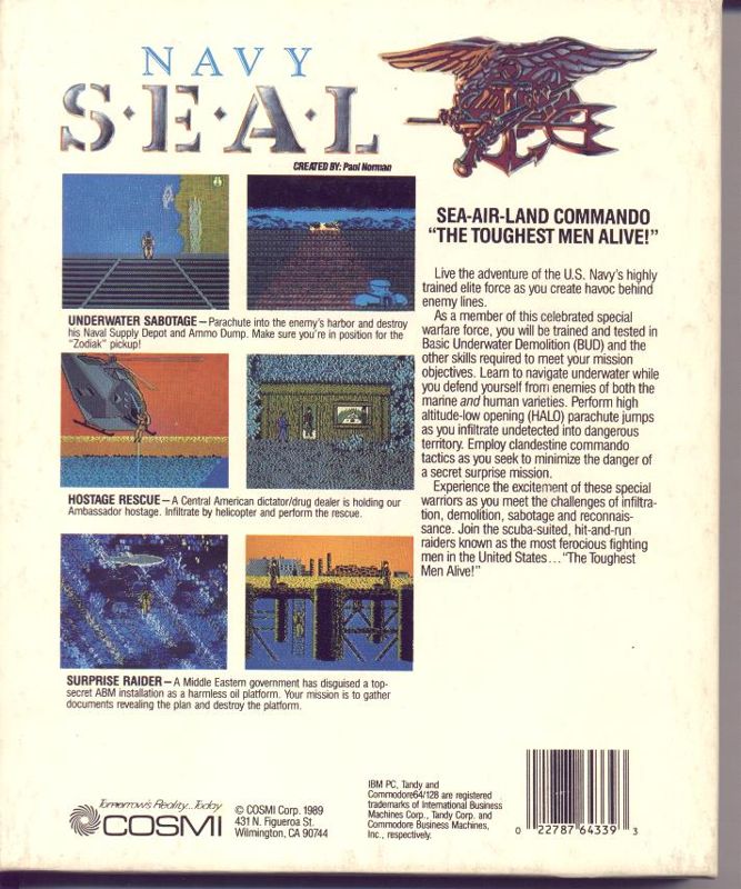Back Cover for Navy Seal (DOS)