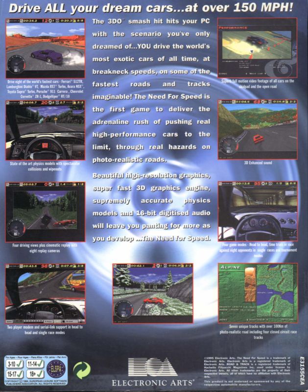 Back Cover for The Need for Speed (DOS)