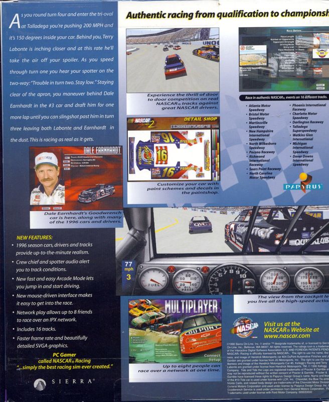 Back Cover for NASCAR Racing 2 (DOS)