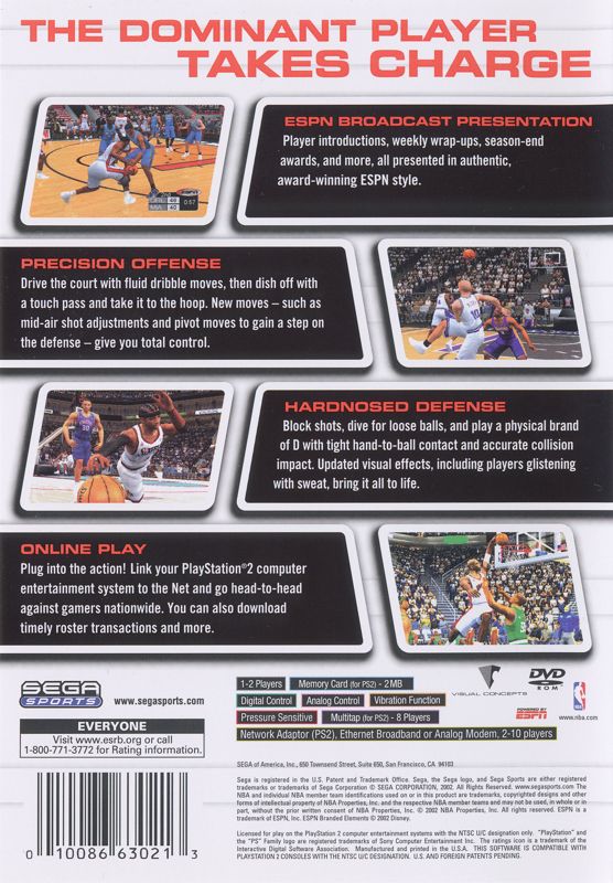 Back Cover for NBA 2K3 (PlayStation 2)