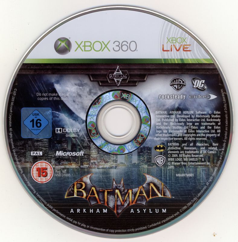 Media for Batman: Arkham Asylum (Xbox 360) (HMV exclusive sleeve with included Joker poster)