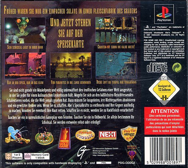 Back Cover for Oddworld: Abe's Oddysee (PlayStation)