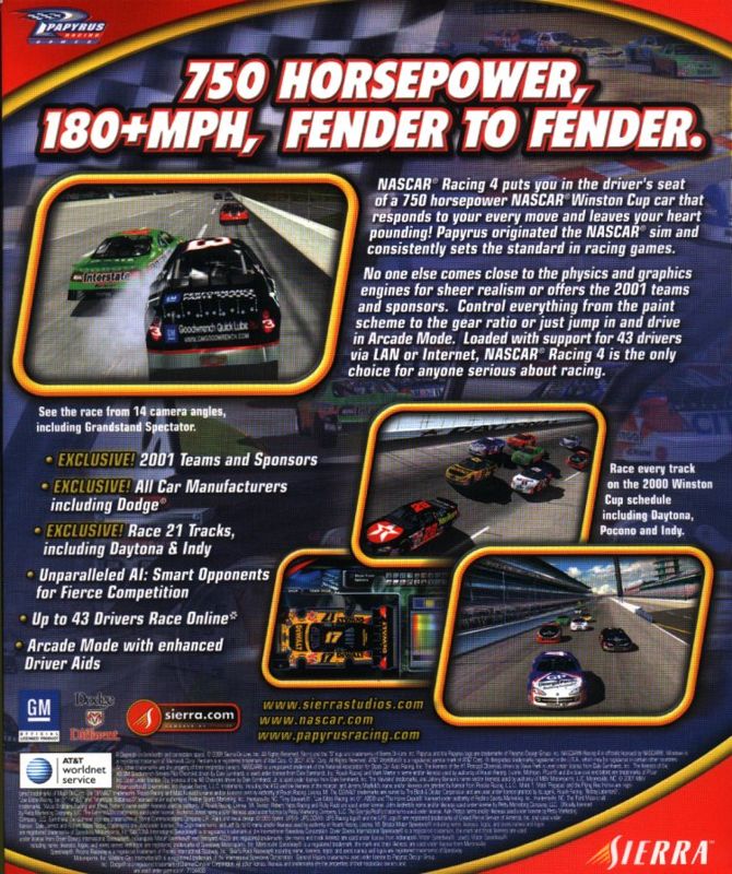 Back Cover for NASCAR Racing 4 (Windows)