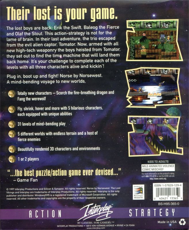 Back Cover for Norse by Norse West: The Return of the Lost Vikings (Windows)