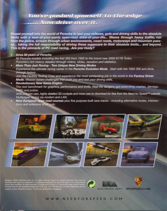 Back Cover for Need for Speed: Porsche Unleashed (Windows)