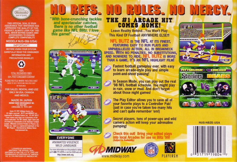 Back Cover for NFL Blitz (Nintendo 64)