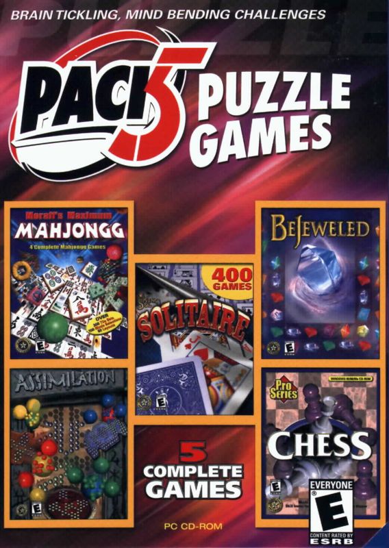 Front Cover for Pack 5 Puzzle Games (Windows): Back cover identical except for ESRB logo