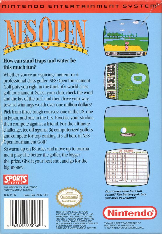 Back Cover for NES Open Tournament Golf (NES)