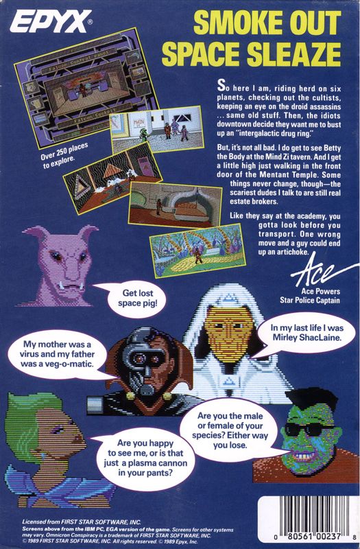 Back Cover for Omnicron Conspiracy (DOS)