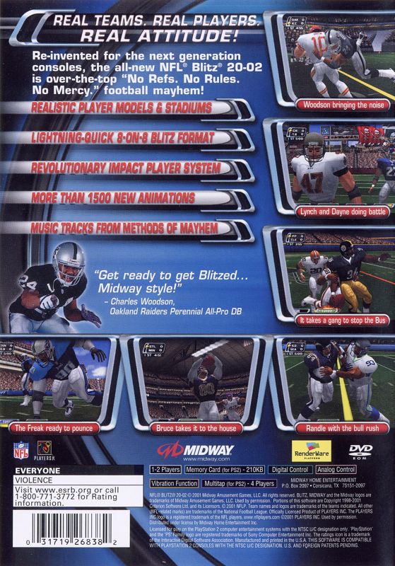 Back Cover for NFL Blitz 20-02 (PlayStation 2)