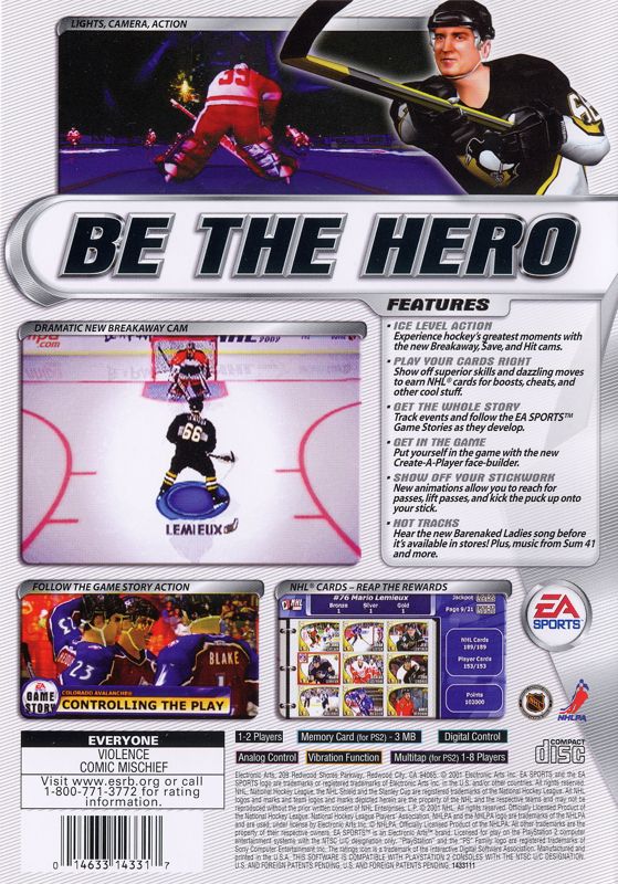 Back Cover for NHL 2002 (PlayStation 2)