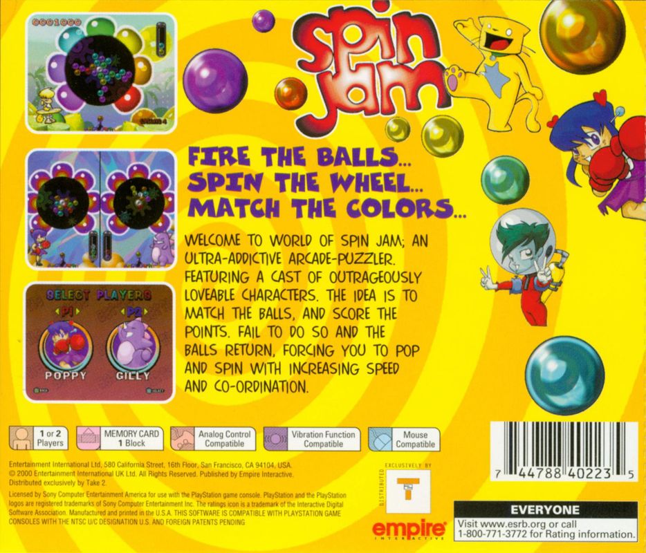 Back Cover for Spin Jam (PlayStation)