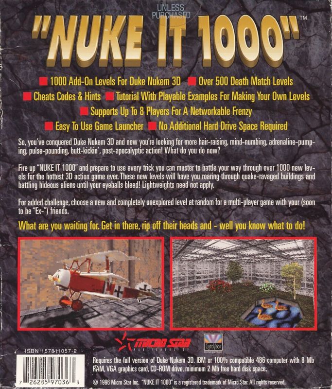Back Cover for Nuke It 1000 (DOS)