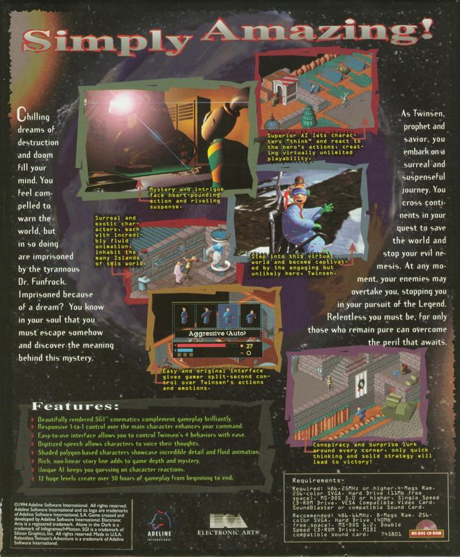 Back Cover for Relentless: Twinsen's Adventure (DOS)