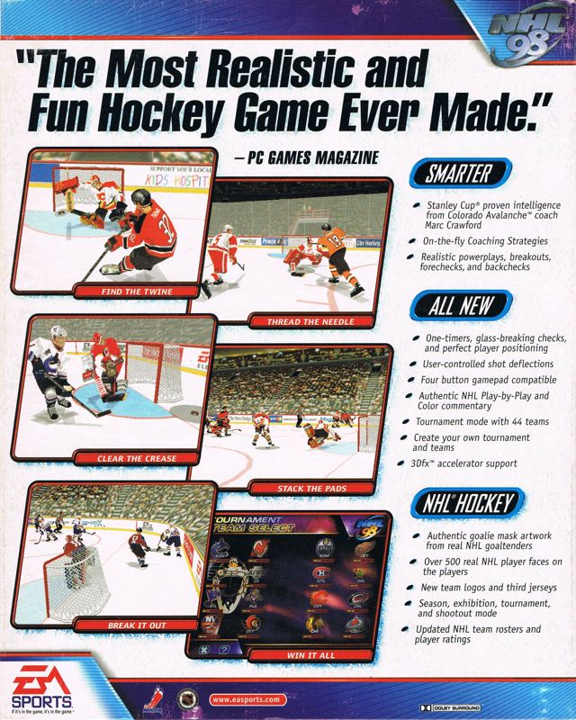 Back Cover for NHL 98 (Windows)