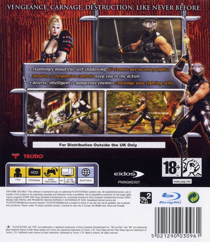 Back Cover for Ninja Gaiden Sigma (PlayStation 3)