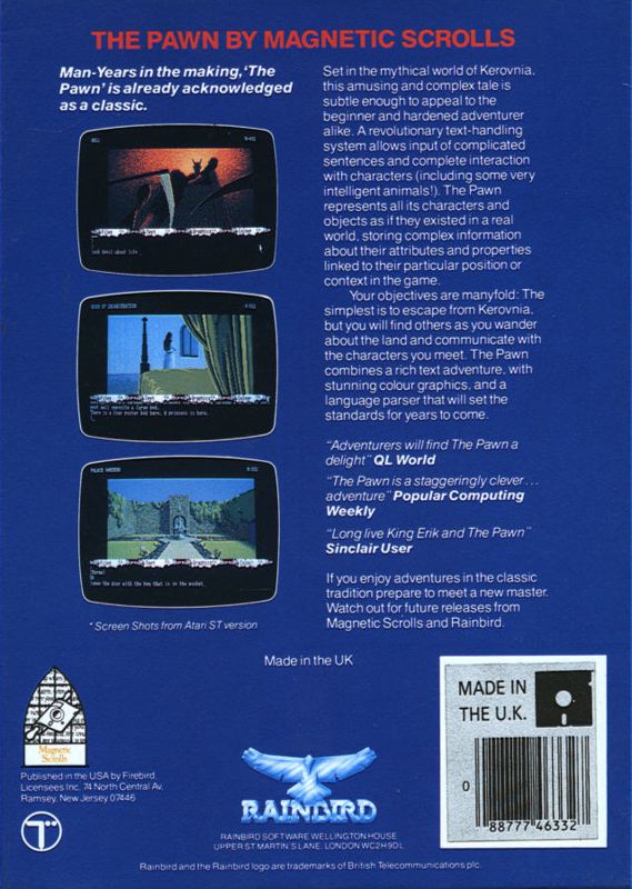 Back Cover for The Pawn (Atari ST)
