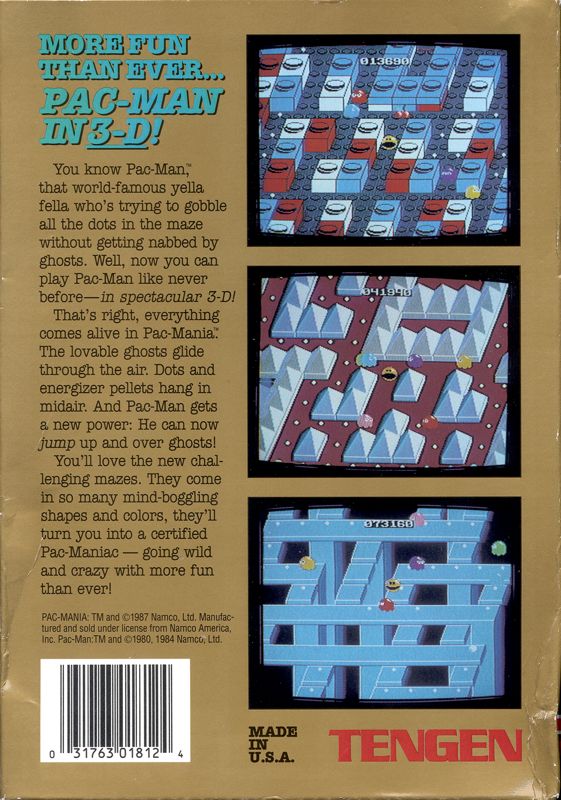 Back Cover for Pac-Mania (NES)