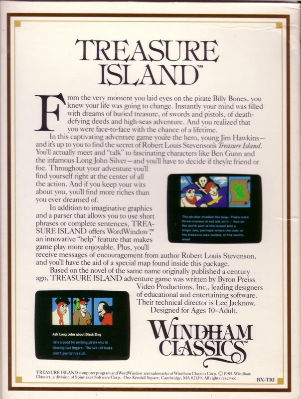 Back Cover for Treasure Island (DOS)