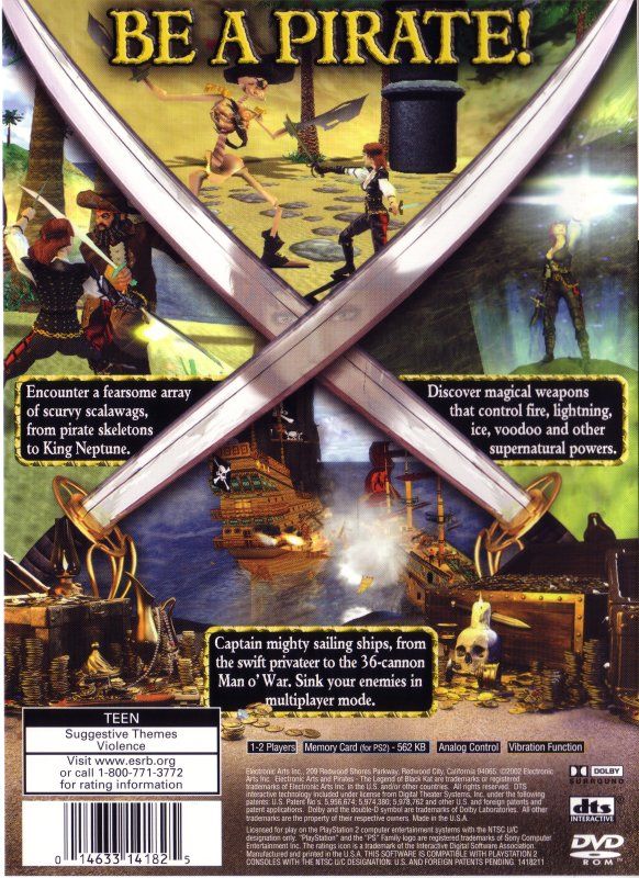 Back Cover for Pirates: The Legend of Black Kat (PlayStation 2)