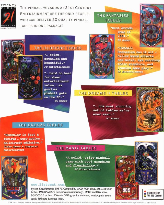 Back Cover for Pinball Gold Pack (DOS)