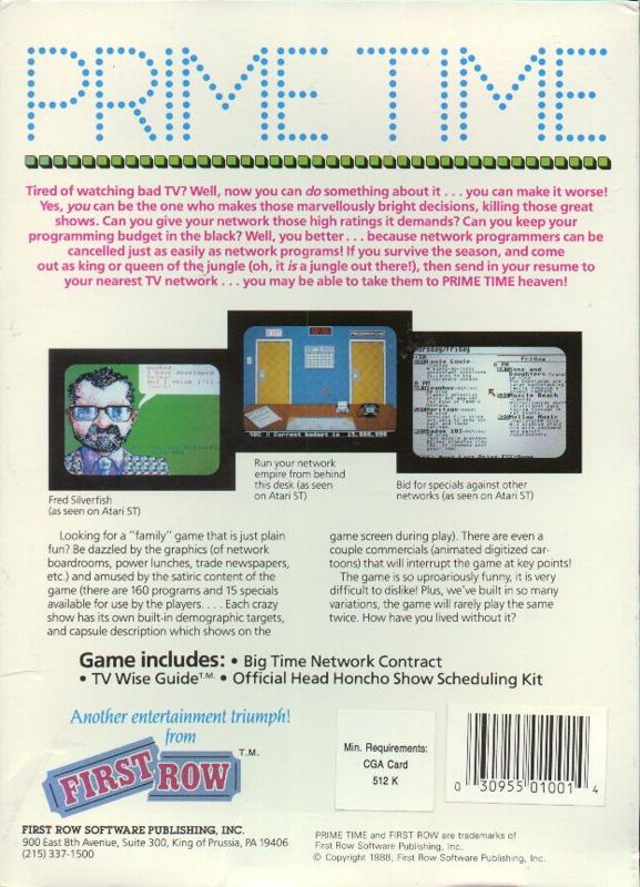 Back Cover for Prime Time (DOS)