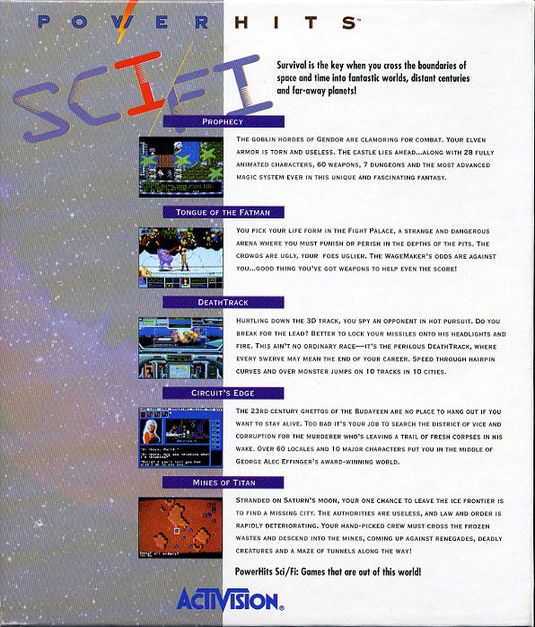 Back Cover for PowerHits Sci/Fi (DOS)