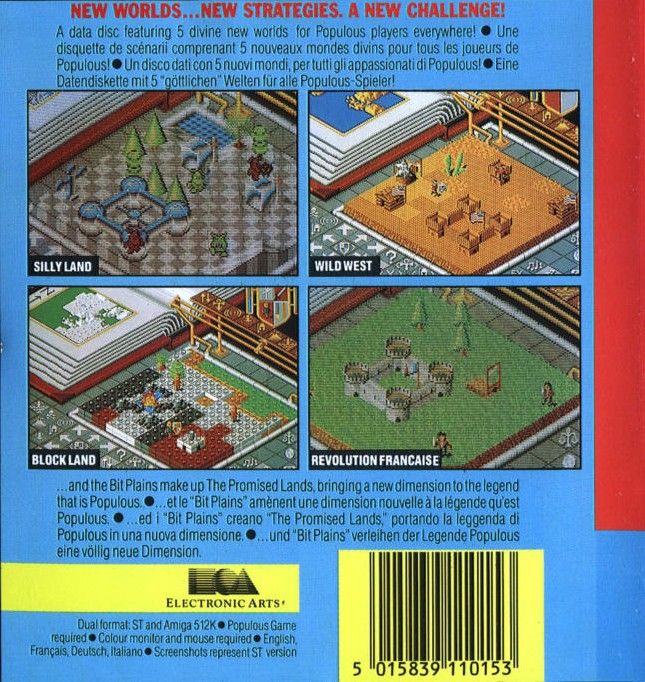 Back Cover for Populous: The Promised Lands (Amiga and Atari ST)