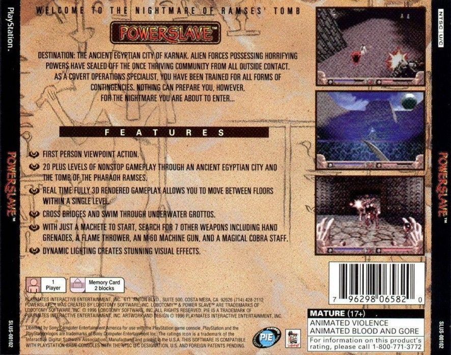 Back Cover for Powerslave (PlayStation)
