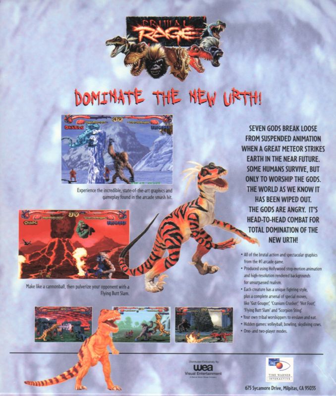Back Cover for Primal Rage (DOS)
