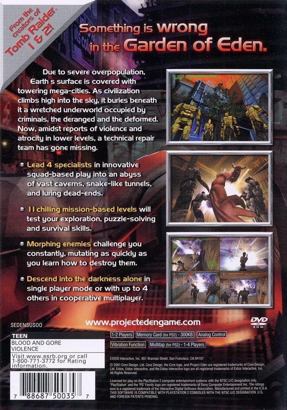 Back Cover for Project Eden (PlayStation 2)