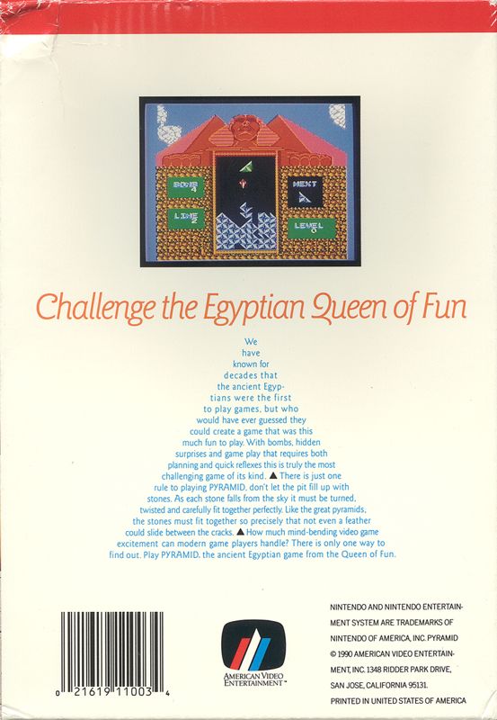 Back Cover for Pyramid (NES)