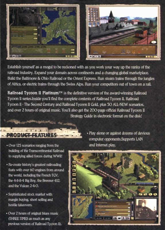 Back Cover for Railroad Tycoon II: Platinum (Windows) (Budget release)